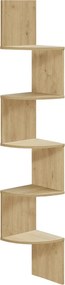 Nástenná rohová polica ESTANTE, 5 políc v dekore dub artisan, 126x20cm