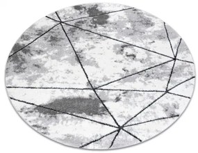 Moderný okrúhly koberec COZY Polygons, geometrický ,trojuholníky - Štrukturálny, dve vrstvy rúna, šedá Veľkosť: kruh 200 cm