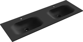 Mexen Vela, dvojité umývadlo zapustené do dosky, 141 × 46,5 cm, čierna matná, 25231471D