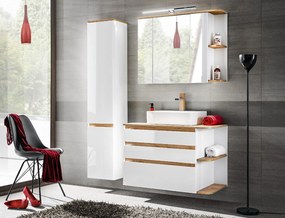 Comad Doplnková kúpeľňová skrinka vysoká Platinum 35 biela/zlatý dub craft