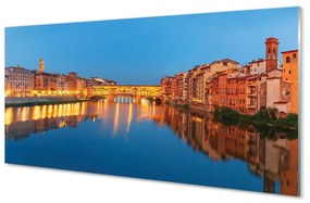 Sklenený obraz Italy River mosty budovy v noci 120x60 cm
