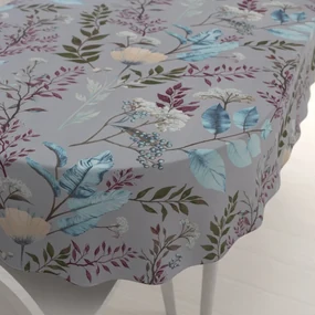 Biante Bavlnený oválny obrus Sandra SA-621 Jesenné vetvičky na modrosivom 80x120 cm