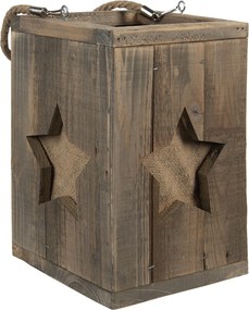 Drevený retro lampáš so hviezdou Start - 19*19*28 cm