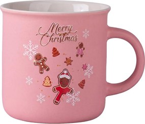 Keramický ružový hrnček Merry Christmas Clayre & Eef - 10 * 9 * 7 cm / 380ml