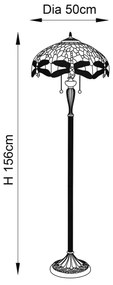 Endon 64070 - Stojacia lampa Tiffany DRAGONFLY 2xE27/60W/230V priemer 50 cm