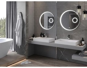 Mexen Ella, LED kúpeľňové zrkadlo s podsvietením a kozmetickým zrkadielkom 70x70 cm, 6000K, ochrana proti zahmlievaniu, 9811-070-070-611-00