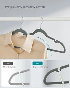 Sada sametových ramínek SWIVEL 30 ks šedá