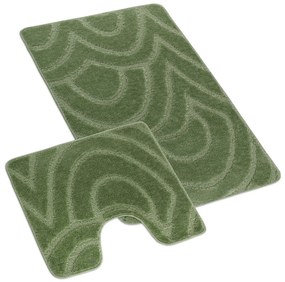 Bellatex Sada kúpeľňových predložiek Standard Oblúky zelená, 60 x 100 cm, 60 x 50 cm
