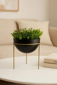 KOVOVÝ KVETINÁČ SO STOJANOM LOFT 25X19 CM ČIERNA/ZLATÁ