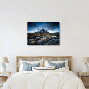 Sklenený obraz hory a rieky (70x50 cm)