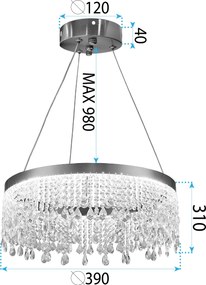 Toolight Toolight, LED závesné osvetlenie 40cm, 18W, 4000K, APP1730-1CP, zlatá, OSW-04341