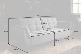 Rozkladacia pohovka BOUTIQUE 215 cm zamatová sivá