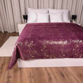 Biante Zamatový prehoz na posteľ Isabela IBL-006 Gold Design vínový Na mieru