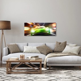 Obraz - Zelené závodné auto (120x50 cm)