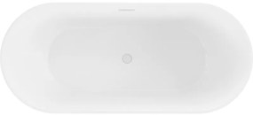Mexen Flavia, voľne stojaca vaňa 150 x 75 cm, biela, biely prepad, 54031507500-20