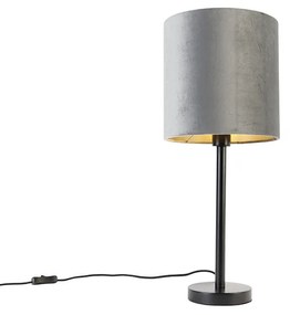 Moderná stolná lampa čierna so sivým tienidlom 25 cm - Simplo