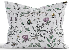 Bavlnená obliečka na vankúš Renforcé 70 × 90 cm - Herbár sivý