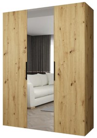 Šatníková skriňa 150 cm Mirabella 2 (dub artisan + čierna). Akcia -19%. Vlastná spoľahlivá doprava až k Vám domov. 1126402