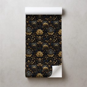 Samolepiaca fototapeta zlaté kvety na tmavom pozadí