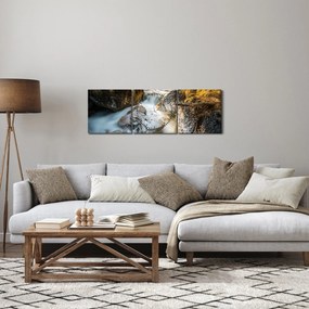 Obraz - Lesný potok (s hodinami) (90x30 cm)