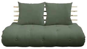 Rozkladacia pohovka so zeleným poťahom Karup Design Shin Sano Natural/Olive Green