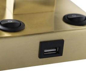 Chytrá nástenná lampa zlatá s USB a čiernym tienidlom vrátane Wifi A60 - Brescia