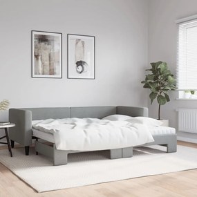 Rozkladacia denná posteľ s matracmi bledosivá 80x200 cm látka 3196591