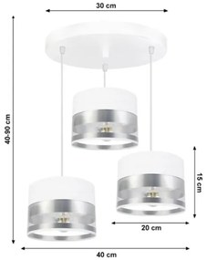 Luster na lanku MILO 3xE27/60W/230V strieborná