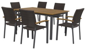 Livarno home Hliníkový záhradný stôl Valencia, hnedý/čierny + Záhradná stolička Valencia, 6 kusov  (800008289)