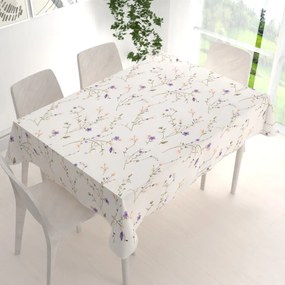 Biante Bavlnený obdĺžnikový obrus Sandra SA-382 Fialové lúčne kvietky na krémovom 50x100 cm