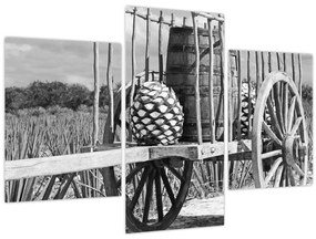 Obraz - Prívesný vozík, čiernobiela (90x60 cm)