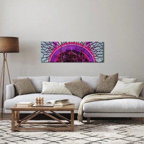 Abstraktný obraz - fialové vetvy (s hodinami) (90x30 cm)