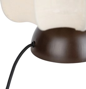 Japandi stolná lampa tmavý bronz s béžovým tienidlom - Nori