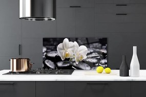 Sklenený obklad Do kuchyne Kamene zen biela orchidea 140x70 cm