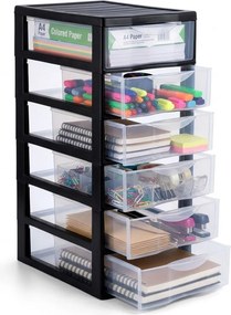 SUNDIS Úložný box so 6 zásuvkami, antracitová farba, OFFICEMIX