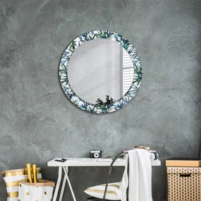 Okrúhle dekoračné zrkadlo s motívom Modré palmy fi 70 cm