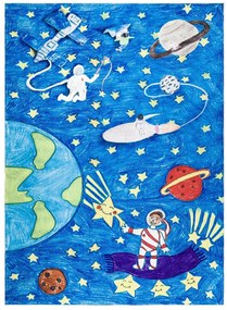 Detský kusový koberec Bambino 2265 Rocket Space blue, 140x190, modrá, detská izba, Dywany Łuszczów