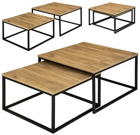 Sada 2 konferenčných stolíkov VELEN Rustic Craft