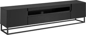 TV stolík Loftia 200 cm na kovovom ráme - čierny / čierny mat