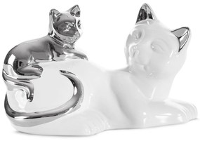 DEKORAČNÁ SOŠKA CAT 20X11X12 CM BIELA