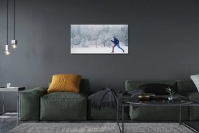 Obraz canvas Les v zime sneh muž 140x70 cm