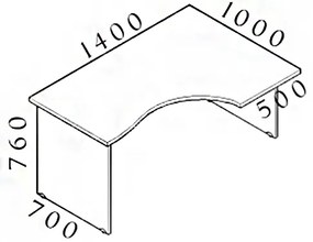 Ergonomický stôl Visio 140 x 100 cm, pravý, javor