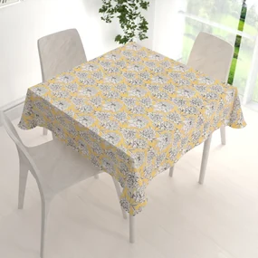 Biante Bavlnený štvorcový obrus Sandra SA-510 Pivonky na žltom 100x100 cm