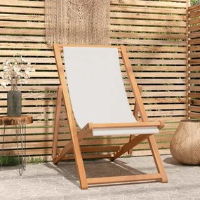 Multidom Kreslo na terasu, tíkové drevo 56x105x96 cm, krémové