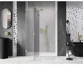 Mexen, Mexen Lunar L Otočné ľavé sprchové dvere 135 cm, transparentné, brúsené zlaté - 834L-135-000-55-00-L