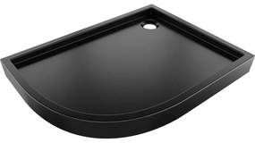 Mexen Flow+, štvrťkruhová asymetrická sprchová vanička, pravá, 100 x 90 cm, čierna matná, 46Q709010RH