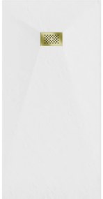 Mexen Hugo, obdĺžniková sprchová vanička SMC 170 x 90 cm, biela, zlatá krytka, 42109017-G