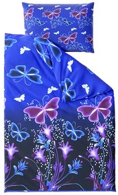 Bavlnené obliečky VIOLET BUTTERFLY tmavomodré, 100% bavlna Rozmer obliečky: 70 x 90 cm | 140 x 200 cm