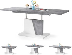 Mazzoni GRAND NOIR betón / biela, rozkladacia, zdvíhací konferenčný stôl, stolík