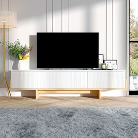 TV skrinka Hega (biela + dub zafírový). Akcia -19%. Vlastná spoľahlivá doprava až k Vám domov. 1144712